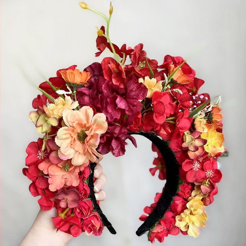 Detská spona do vlasov s kvetom — etnický štýl, ručne vyrobený doplnok na fotenie