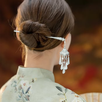 Metāla matu spraudnis etniskā stilā ar ziedu dizainu - galvas rotai, nacionālais stils, 2023 pavasaris