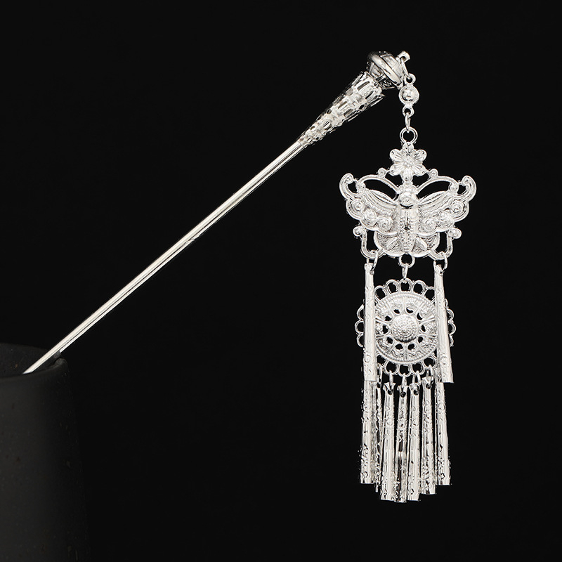 Metāla matu spraudnis etniskā stilā ar ziedu dizainu - galvas rotai, nacionālais stils, 2023 pavasaris