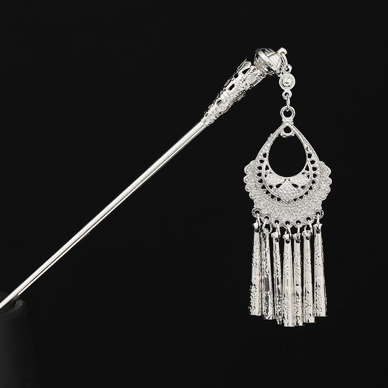 Metāla matu spraudnis etniskā stilā ar ziedu dizainu - galvas rotai, nacionālais stils, 2023 pavasaris