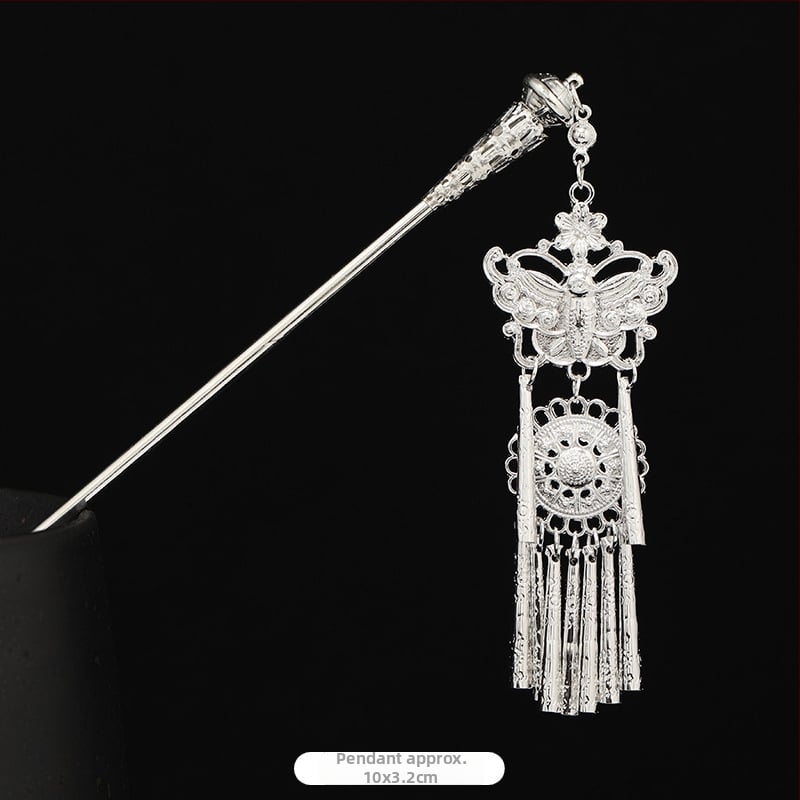 Metāla matu spraudnis etniskā stilā ar ziedu dizainu - galvas rotai, nacionālais stils, 2023 pavasaris