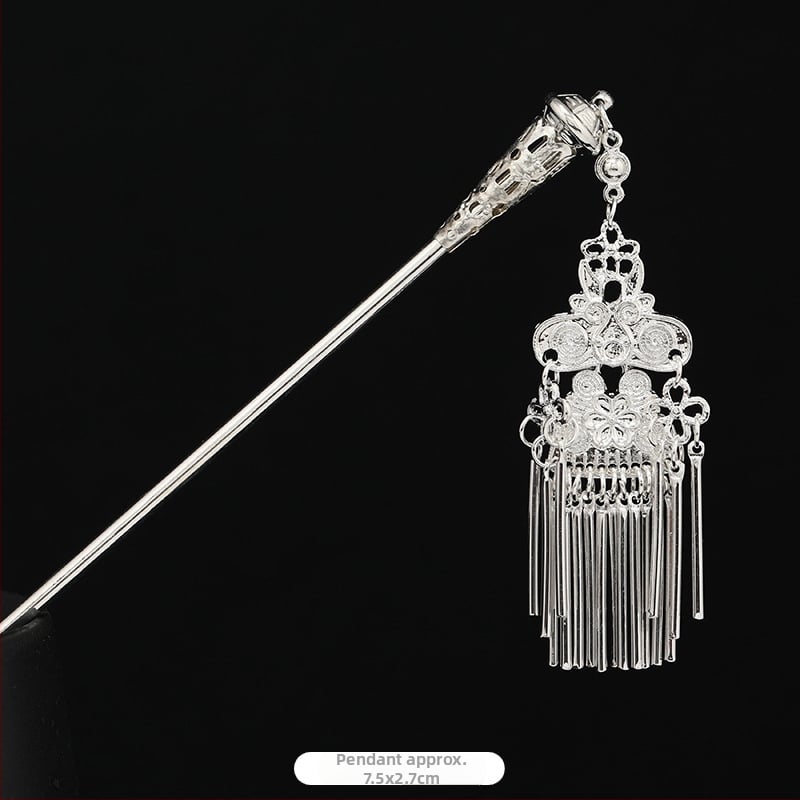 Metāla matu spraudnis etniskā stilā ar ziedu dizainu - galvas rotai, nacionālais stils, 2023 pavasaris