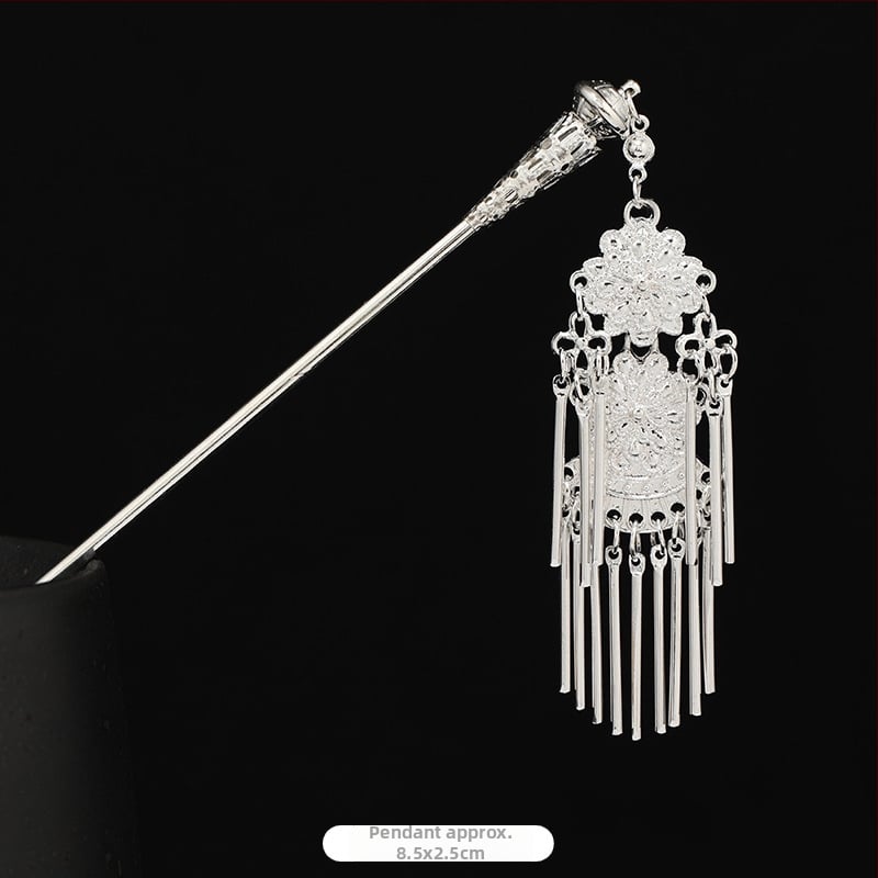 Metāla matu spraudnis etniskā stilā ar ziedu dizainu - galvas rotai, nacionālais stils, 2023 pavasaris