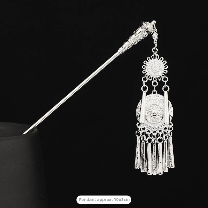 Metāla matu spraudnis etniskā stilā ar ziedu dizainu - galvas rotai, nacionālais stils, 2023 pavasaris