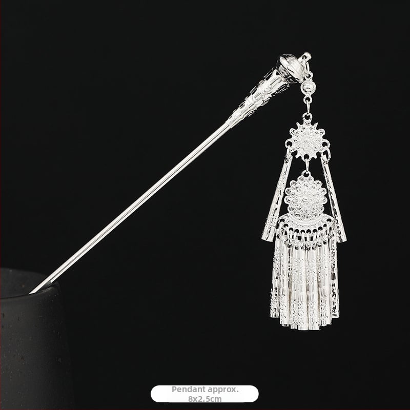 Metāla matu spraudnis etniskā stilā ar ziedu dizainu - galvas rotai, nacionālais stils, 2023 pavasaris