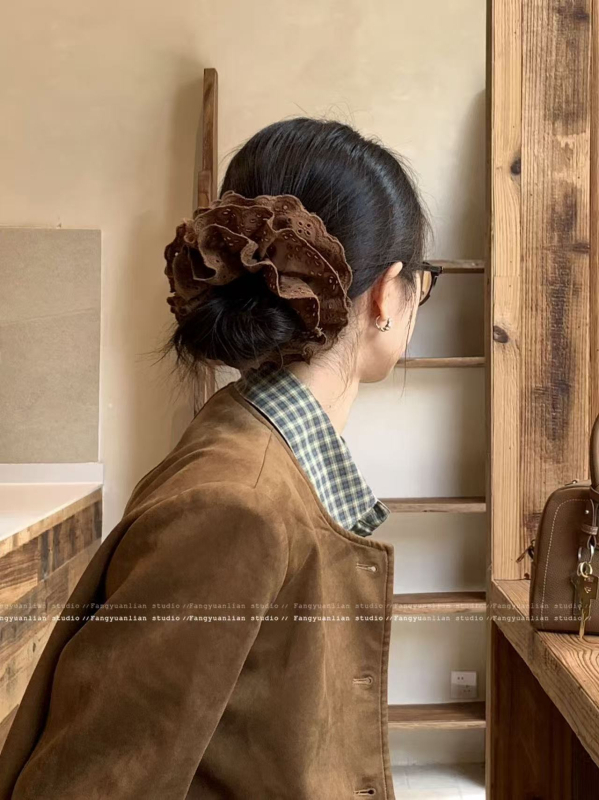 Čipkasta gumica za kosu, ručno izrađena od tkanine, korejski stil, osvježavajući i sladak dojam, bez umetaka