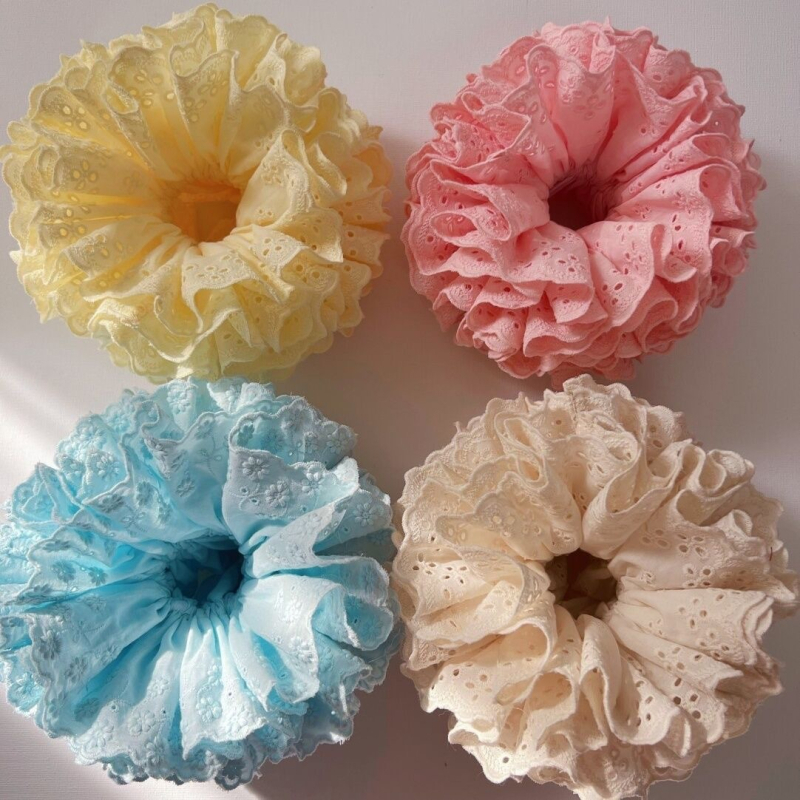 Čipkasta gumica za kosu, ručno izrađena od tkanine, korejski stil, osvježavajući i sladak dojam, bez umetaka