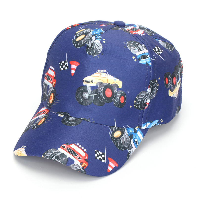 Dječja baseball kapa s digitalnim printom dinosaura, poliester, zakrivljeni rub, zaobljena kruna, za uzrast 2-6 godina