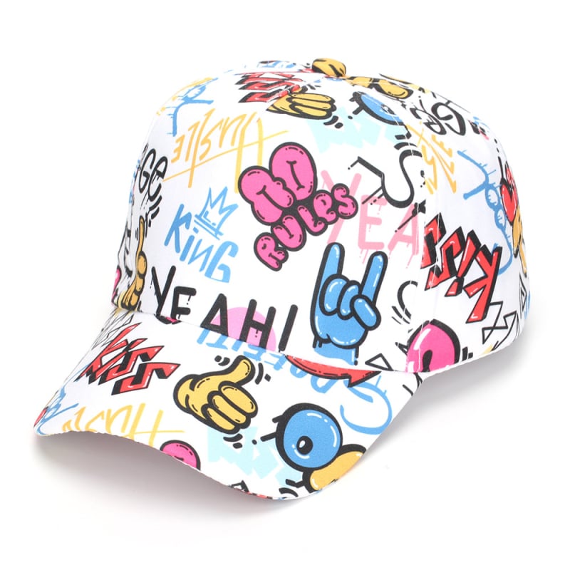 Dječja baseball kapa s digitalnim printom dinosaura, poliester, zakrivljeni rub, zaobljena kruna, za uzrast 2-6 godina