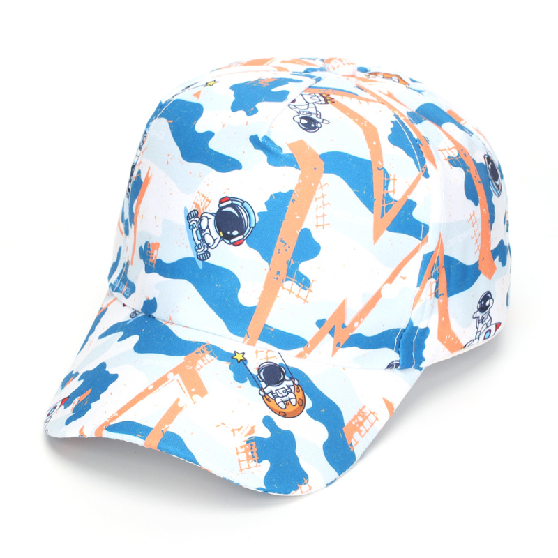 Dječja baseball kapa s digitalnim printom dinosaura, poliester, zakrivljeni rub, zaobljena kruna, za uzrast 2-6 godina