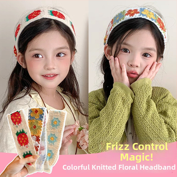 Vaikų mezgimo išsiuvinėta plaukų juostelė su Velcro užsegimu – animacinių filmų stiliaus plaukų aksesuarų rinkinys, rankų darbas