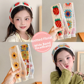 Vaikų mezgimo išsiuvinėta plaukų juostelė su Velcro užsegimu – animacinių filmų stiliaus plaukų aksesuarų rinkinys, rankų darbas