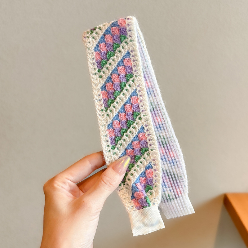 Vaikų mezgimo išsiuvinėta plaukų juostelė su Velcro užsegimu – animacinių filmų stiliaus plaukų aksesuarų rinkinys, rankų darbas