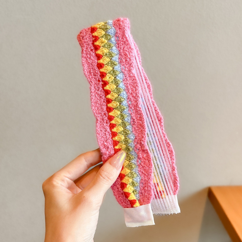 Vaikų mezgimo išsiuvinėta plaukų juostelė su Velcro užsegimu – animacinių filmų stiliaus plaukų aksesuarų rinkinys, rankų darbas