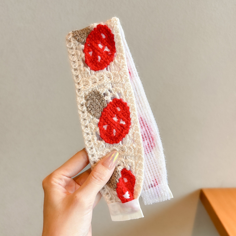 Vaikų mezgimo išsiuvinėta plaukų juostelė su Velcro užsegimu – animacinių filmų stiliaus plaukų aksesuarų rinkinys, rankų darbas