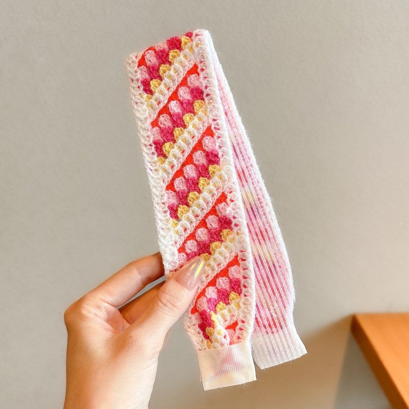 Vaikų mezgimo išsiuvinėta plaukų juostelė su Velcro užsegimu – animacinių filmų stiliaus plaukų aksesuarų rinkinys, rankų darbas