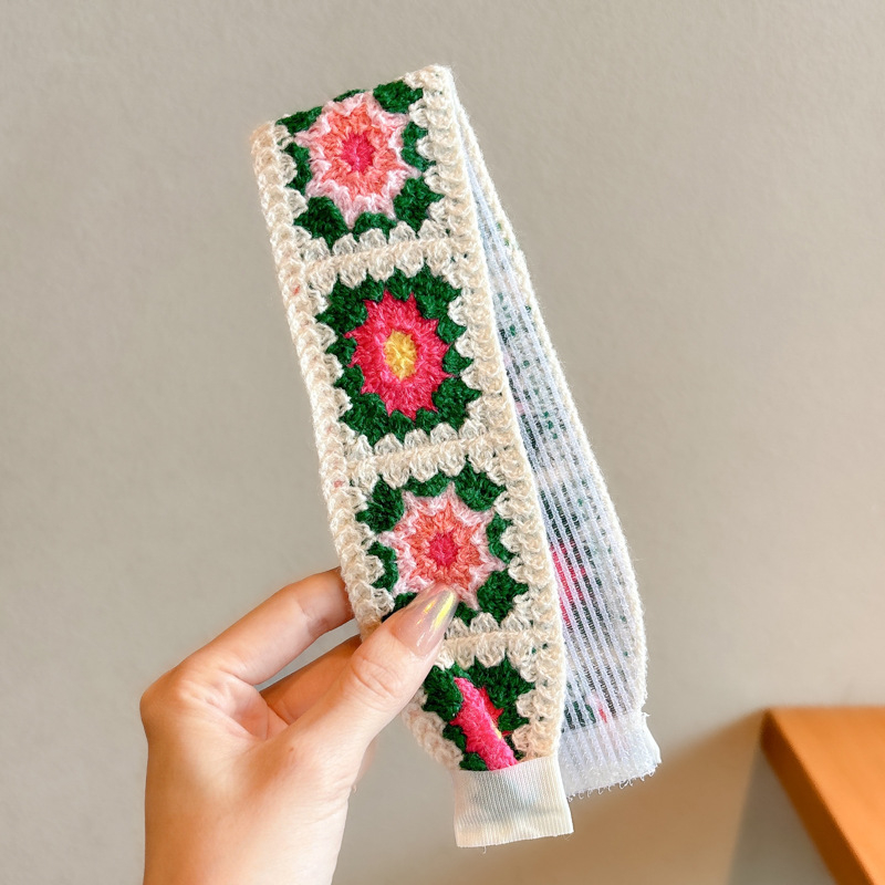 Vaikų mezgimo išsiuvinėta plaukų juostelė su Velcro užsegimu – animacinių filmų stiliaus plaukų aksesuarų rinkinys, rankų darbas