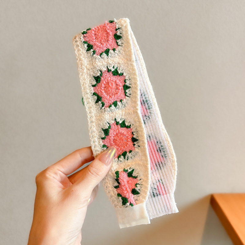 Vaikų mezgimo išsiuvinėta plaukų juostelė su Velcro užsegimu – animacinių filmų stiliaus plaukų aksesuarų rinkinys, rankų darbas