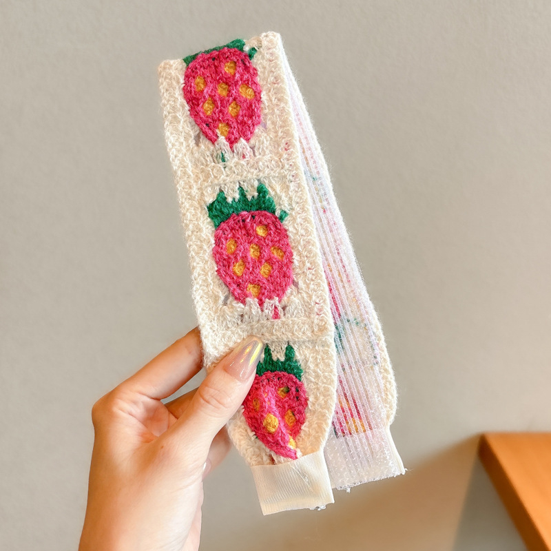 Vaikų mezgimo išsiuvinėta plaukų juostelė su Velcro užsegimu – animacinių filmų stiliaus plaukų aksesuarų rinkinys, rankų darbas