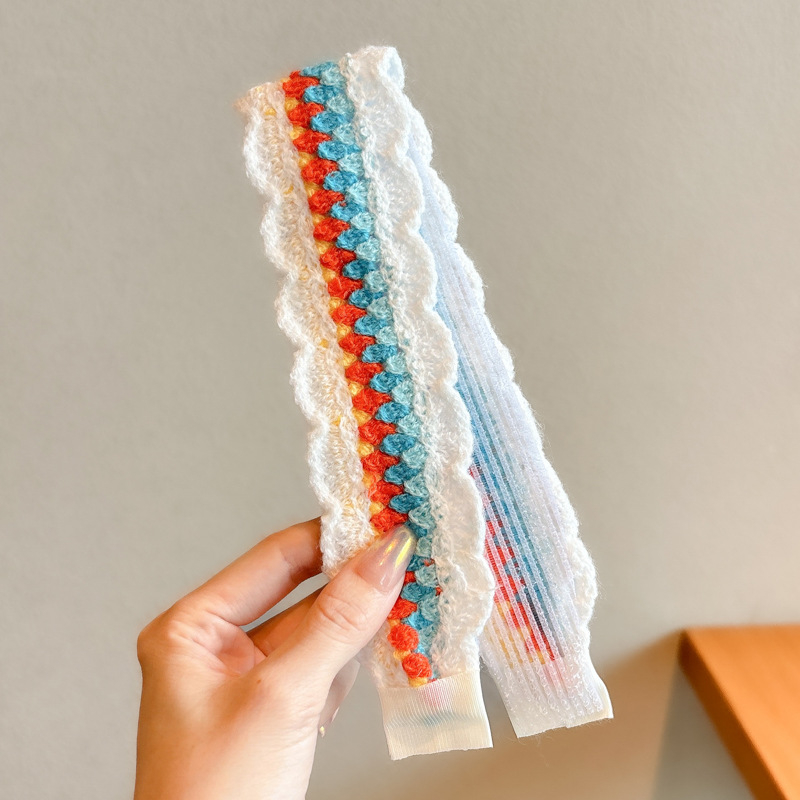 Vaikų mezgimo išsiuvinėta plaukų juostelė su Velcro užsegimu – animacinių filmų stiliaus plaukų aksesuarų rinkinys, rankų darbas