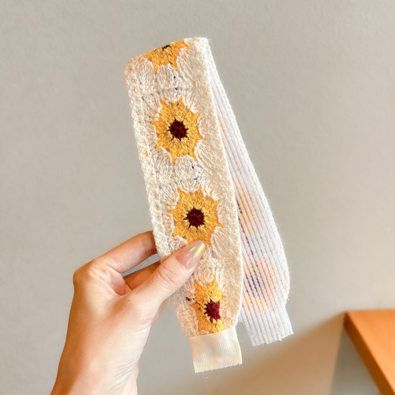 Vaikų mezgimo išsiuvinėta plaukų juostelė su Velcro užsegimu – animacinių filmų stiliaus plaukų aksesuarų rinkinys, rankų darbas