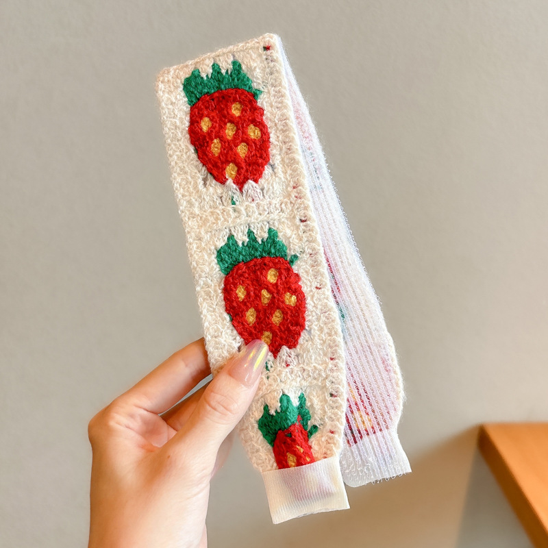 Vaikų mezgimo išsiuvinėta plaukų juostelė su Velcro užsegimu – animacinių filmų stiliaus plaukų aksesuarų rinkinys, rankų darbas