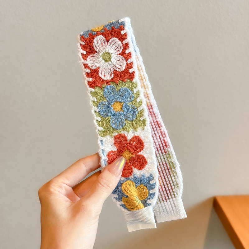 Vaikų mezgimo išsiuvinėta plaukų juostelė su Velcro užsegimu – animacinių filmų stiliaus plaukų aksesuarų rinkinys, rankų darbas