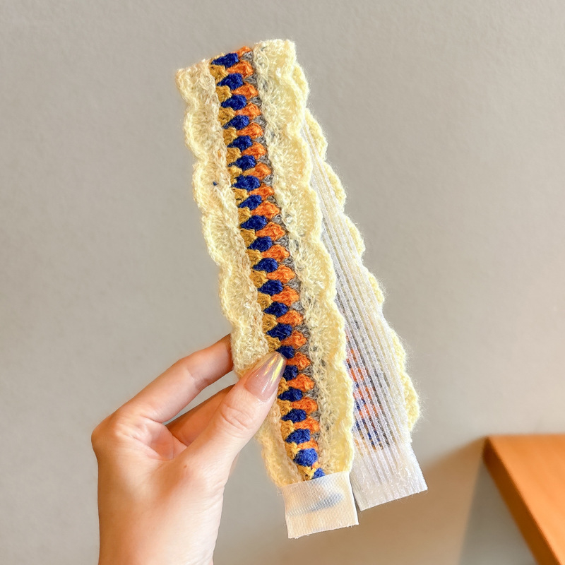Vaikų mezgimo išsiuvinėta plaukų juostelė su Velcro užsegimu – animacinių filmų stiliaus plaukų aksesuarų rinkinys, rankų darbas