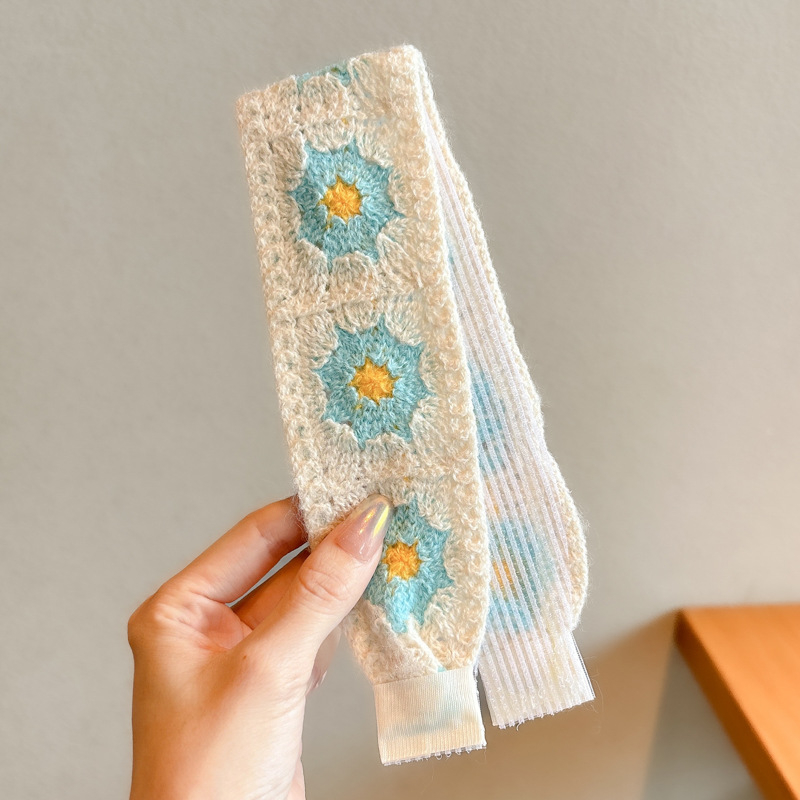 Vaikų mezgimo išsiuvinėta plaukų juostelė su Velcro užsegimu – animacinių filmų stiliaus plaukų aksesuarų rinkinys, rankų darbas