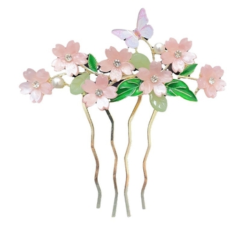 Античен стил дамска украса за коса с цвете, сплав и перлени вложки