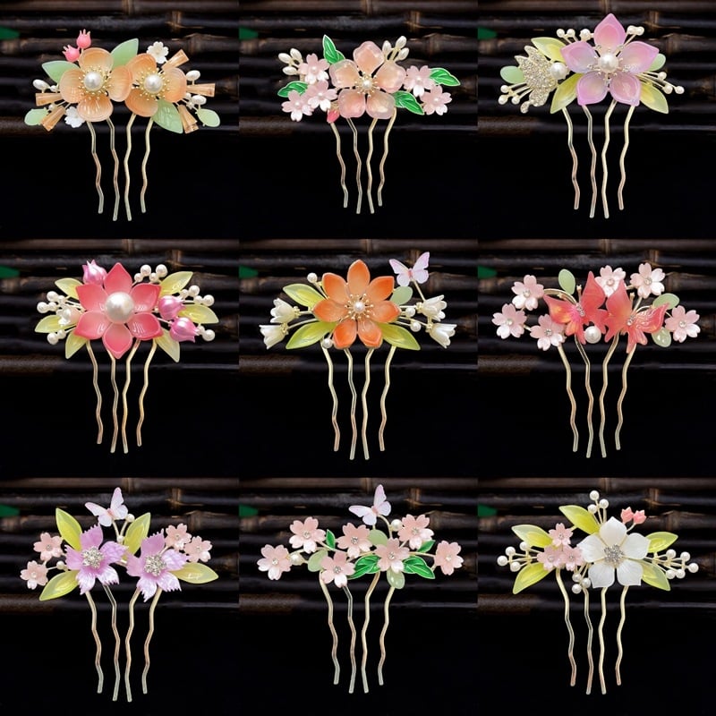 Античен стил дамска украса за коса с цвете, сплав и перлени вложки