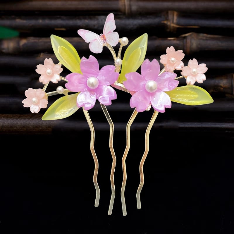 Античен стил дамска украса за коса с цвете, сплав и перлени вложки