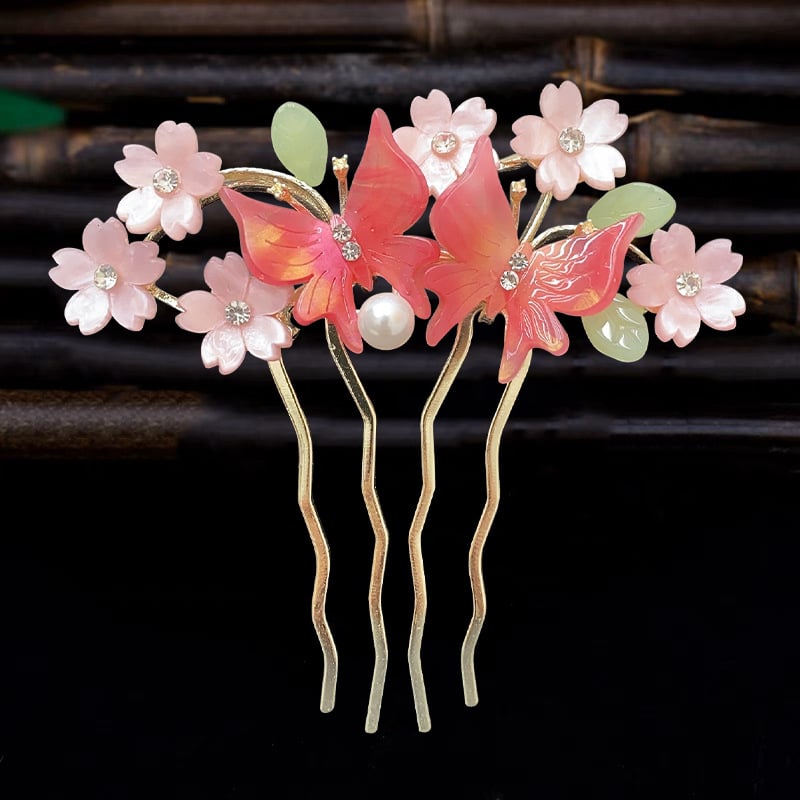 Античен стил дамска украса за коса с цвете, сплав и перлени вложки