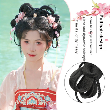 Klasiskā Han dinastijas meitenes parūka, īsa, no vietējās zīdes, palielina apjomu, nav krāsojama vai perm