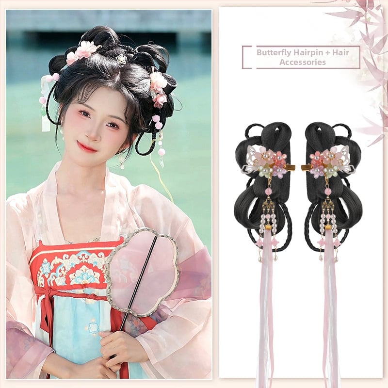 Klasiskā Han dinastijas meitenes parūka, īsa, no vietējās zīdes, palielina apjomu, nav krāsojama vai perm