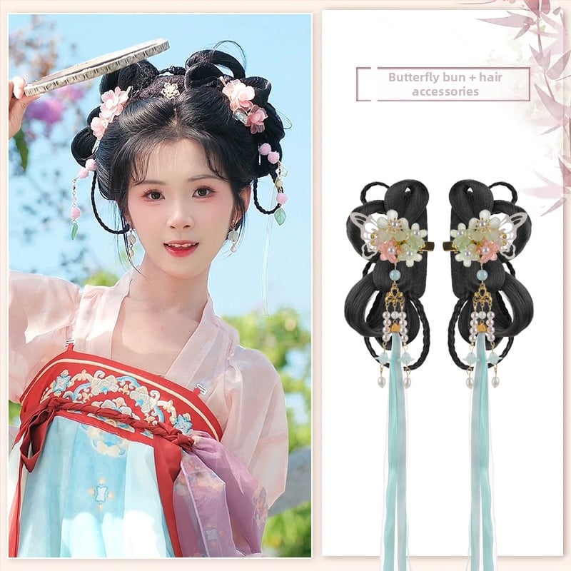 Klasiskā Han dinastijas meitenes parūka, īsa, no vietējās zīdes, palielina apjomu, nav krāsojama vai perm