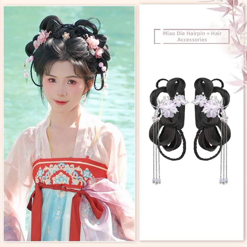 Klasiskā Han dinastijas meitenes parūka, īsa, no vietējās zīdes, palielina apjomu, nav krāsojama vai perm