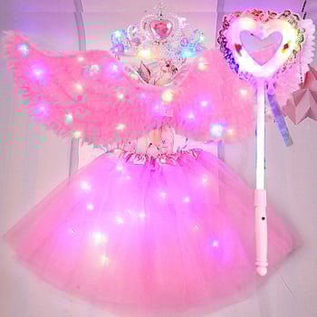 Gaismas auduma eņģeļu spārni – grimai un kostīmu rekvizīts, dāvana bērniem, Helovīns