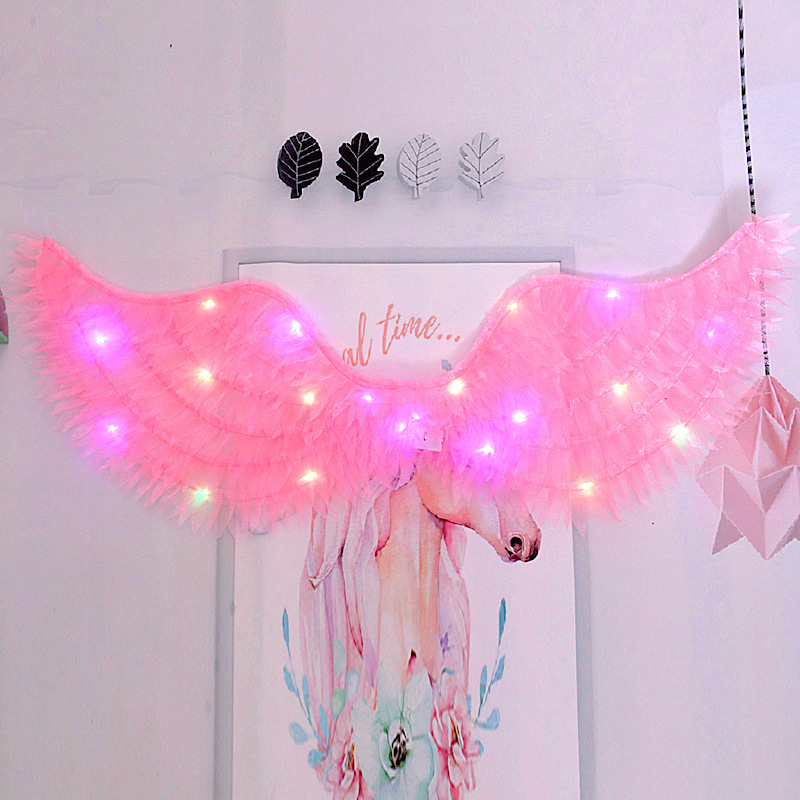 Gaismas auduma eņģeļu spārni – grimai un kostīmu rekvizīts, dāvana bērniem, Helovīns