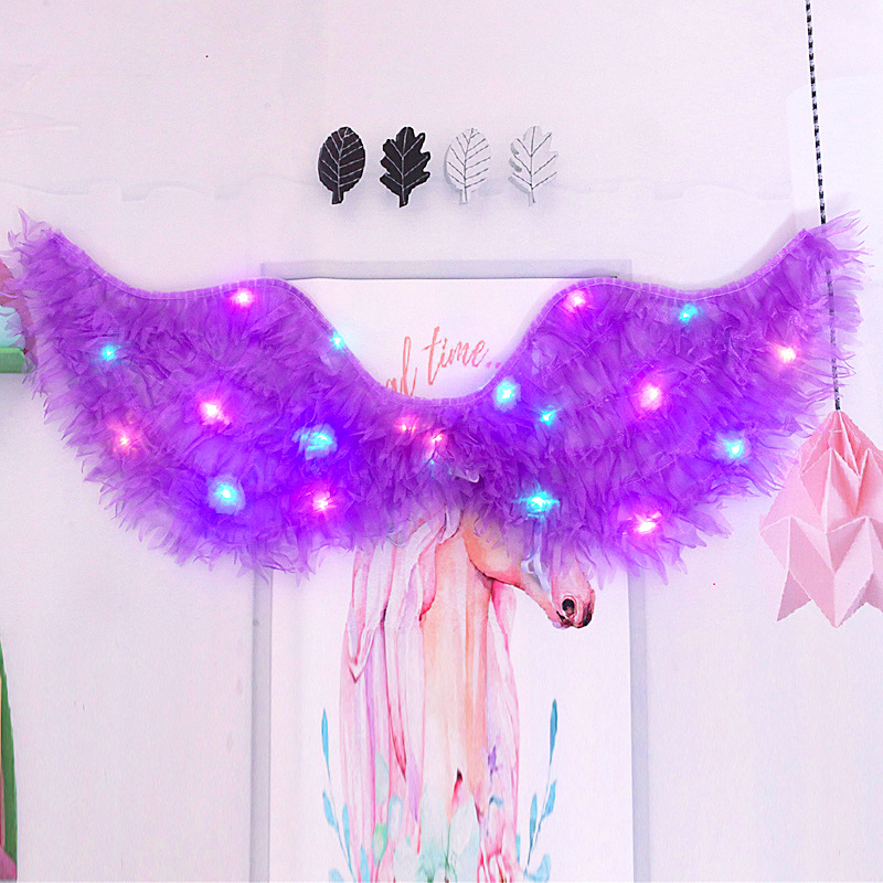 Gaismas auduma eņģeļu spārni – grimai un kostīmu rekvizīts, dāvana bērniem, Helovīns