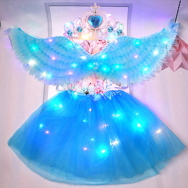 Gaismas auduma eņģeļu spārni – grimai un kostīmu rekvizīts, dāvana bērniem, Helovīns