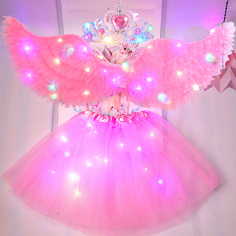 Gaismas auduma eņģeļu spārni – grimai un kostīmu rekvizīts, dāvana bērniem, Helovīns