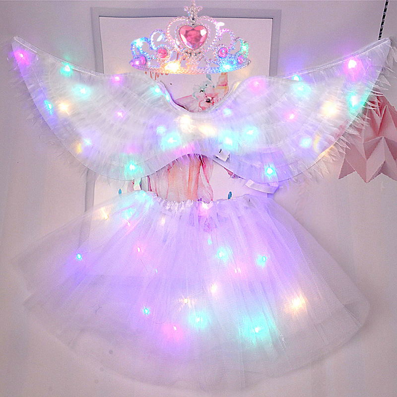 Gaismas auduma eņģeļu spārni – grimai un kostīmu rekvizīts, dāvana bērniem, Helovīns