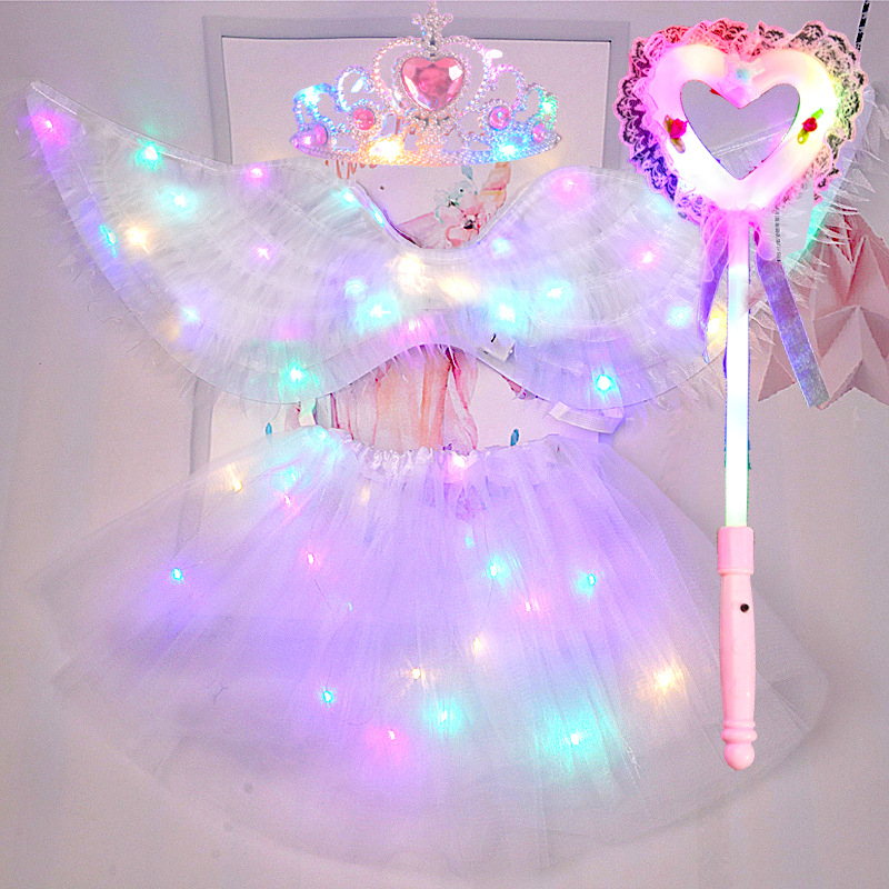 Gaismas auduma eņģeļu spārni – grimai un kostīmu rekvizīts, dāvana bērniem, Helovīns