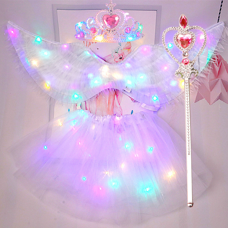 Gaismas auduma eņģeļu spārni – grimai un kostīmu rekvizīts, dāvana bērniem, Helovīns