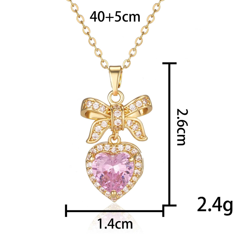 Ogrlica od titan čelika s kristalnim privjeskom u oblicima srca, mašne i zvjezdice, O-vezica, duljina 41–50 cm