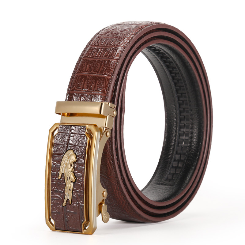 Muški kaiš od umjetne kože s automatskom kopčom, uzorak krokodila, casual stil, širina 2-4 cm