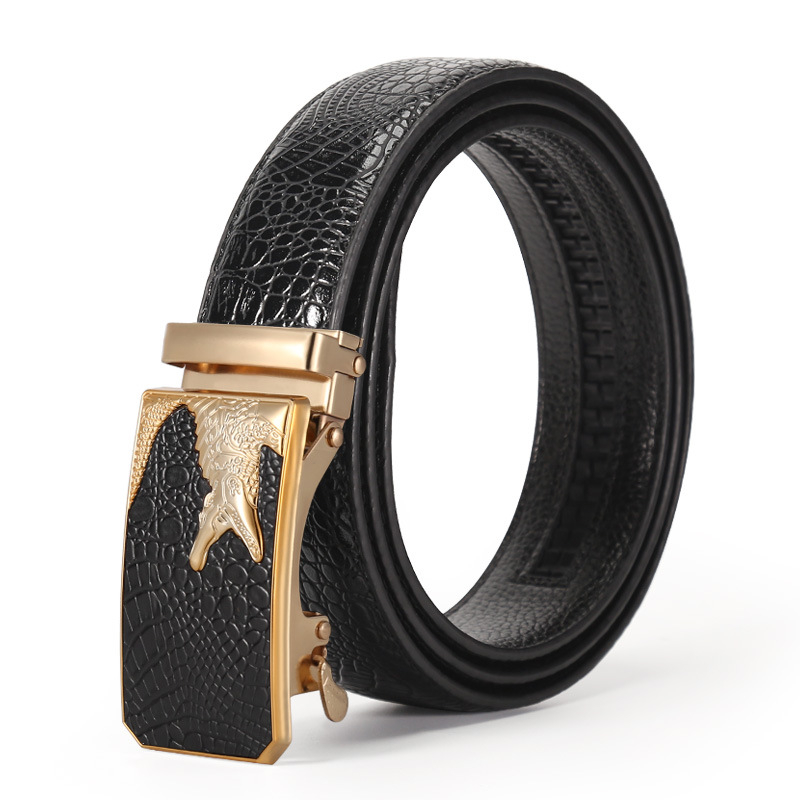 Muški kaiš od umjetne kože s automatskom kopčom, uzorak krokodila, casual stil, širina 2-4 cm