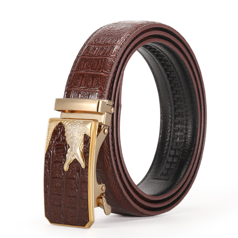 Muški kaiš od umjetne kože s automatskom kopčom, uzorak krokodila, casual stil, širina 2-4 cm