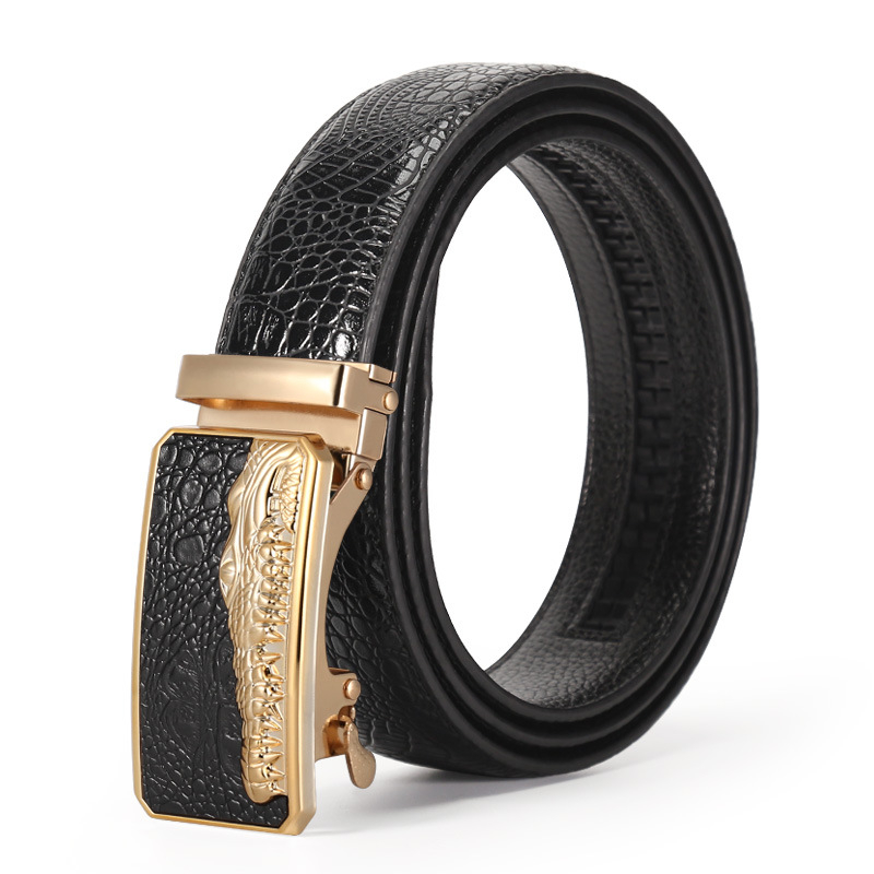 Muški kaiš od umjetne kože s automatskom kopčom, uzorak krokodila, casual stil, širina 2-4 cm